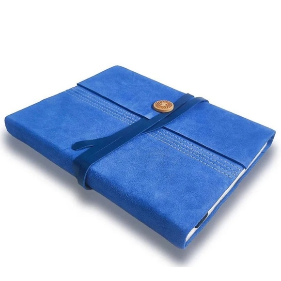 HANDSTITCHED BLUE SUEDE JOURNAL, SIZE 8" x 6", RETAIL PRICE $24.99US - Picture 5 of 16